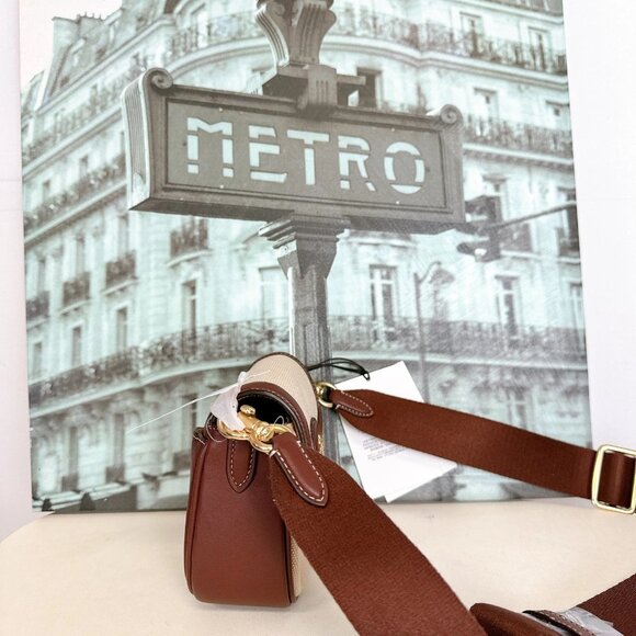 Coach CR257 Canvas Logo Outlet Shoulder Bags IN NATURAL MULTI - Picture 4 of 8